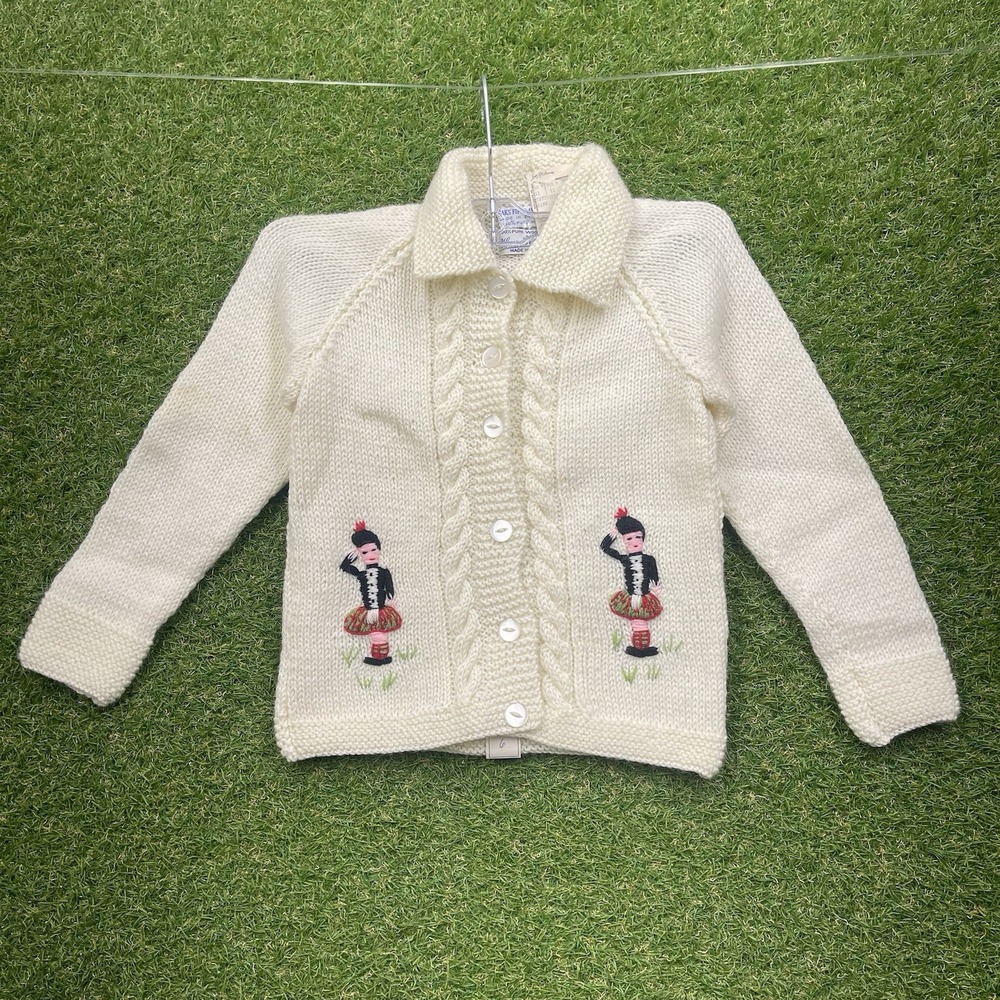 VTG Saks Fifth Avenue Wool Sweater Kids Size 6 Cable Knit Embroidered Folk New